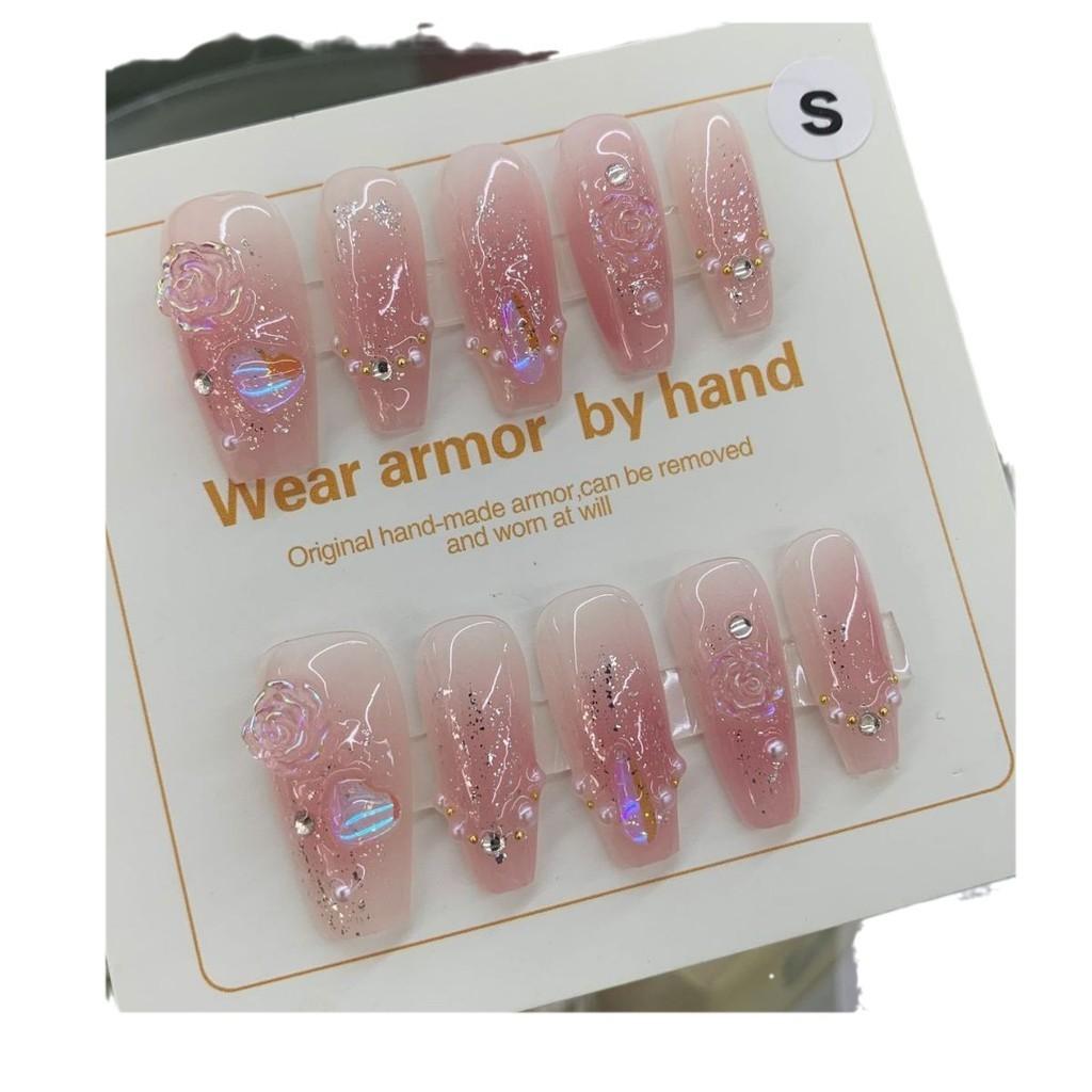 Handworn Nail Art With White Aurora Camellia Blush Advanced Style Temperament