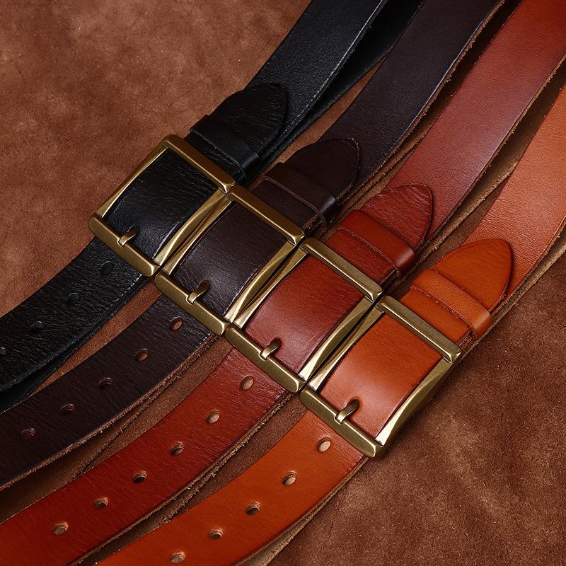 Retro Leather Top Layer Cowhide Belt for Men, Simple and Versatile, Light Luxury Style Casual Jeans Belt for Men
