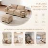 Modular 2-seater Corduroy Sofa (with Ottoman) – Wide Seat, Ergonomic Design, High-density Foam Padding, USB-C Port, Side Pockets. Khaki
