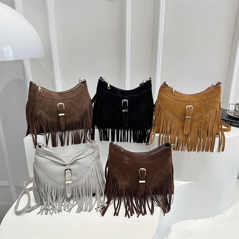 Long Tassel Women Cross Body Bag Shoulder Bag Handbags Large Capacity Women Tote Bag Fashion Ladies Handbag Black Brown