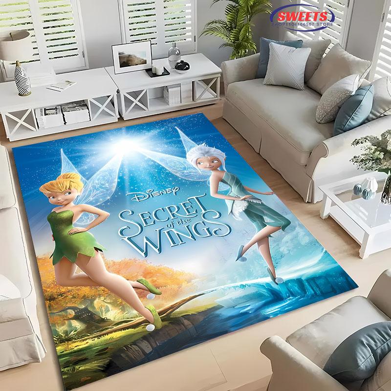 1PC Cute Princess Tinker Bell Cartoon Carpet for Bed Bedroom Sofa Picnic, Children's Room Large Decorative Mat All Seasons Rug