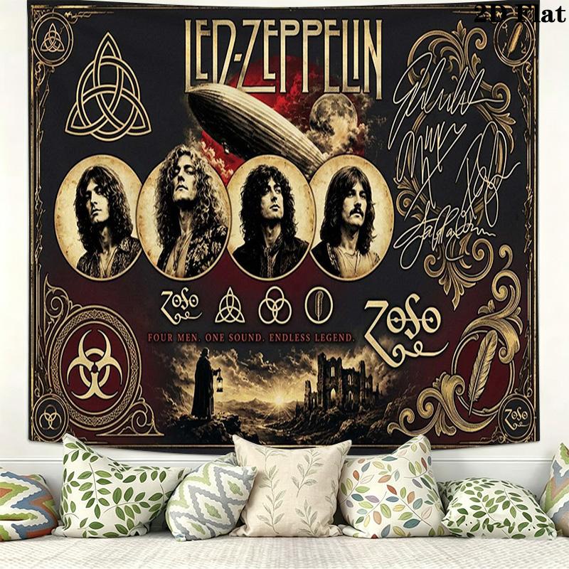 Led zeppelin Wall Tapestry Aesthetic Wall Hanging Printed Fabric Blanket Decorative Tapestries for Bedroom Living Room Home Decor