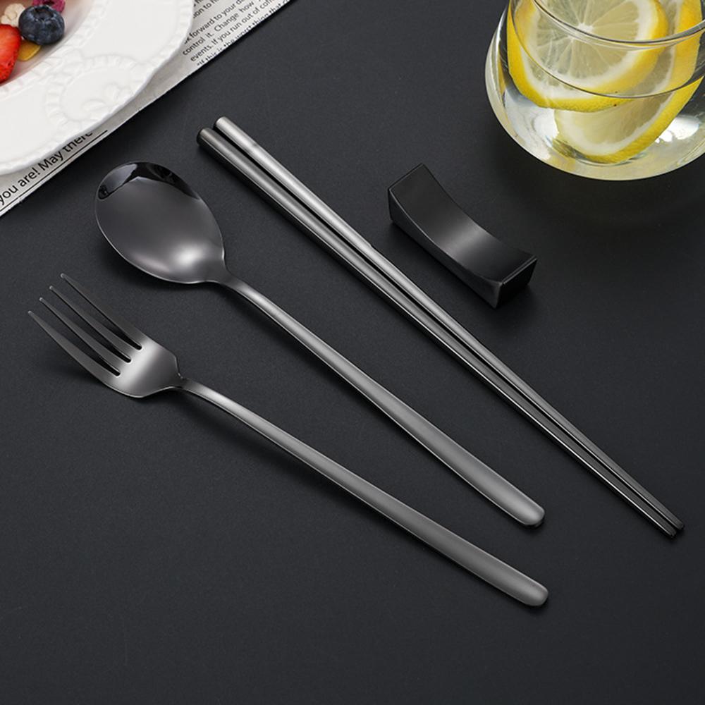 4Pcs 304 Stainless Steel Cutlery Set Sushi Sticks Dinner Spoons Set Dinnerware Korean Chopsticks Fork Spoon Flatware Set