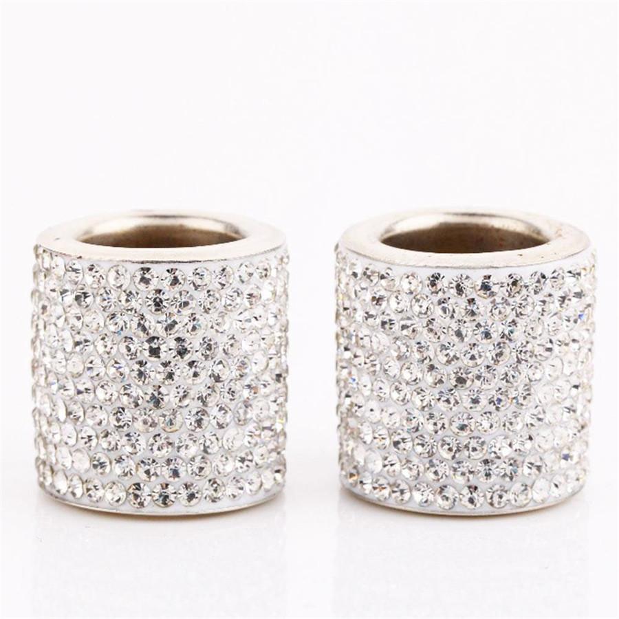 4 X Silver Diamond Bling Crystal Car Headrest Collar Interior Decor Cylindrical