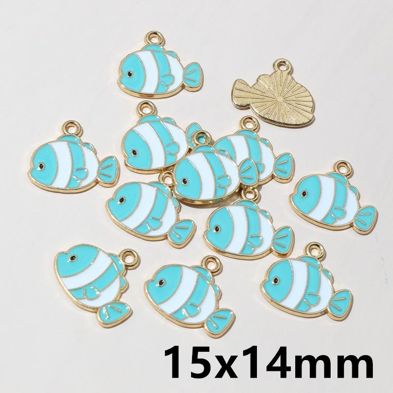 20pcs Enamel Fish Charms Pendant for Earrings Necklace Bracelet Findings Alloy Metal DIY Jewelry Making Accessories