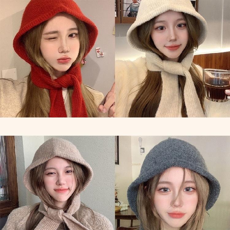 Fashionable Women Knitted Hat with Neck Coverage Unisex Teenager Protable Hat for Winter Sports and Leisures