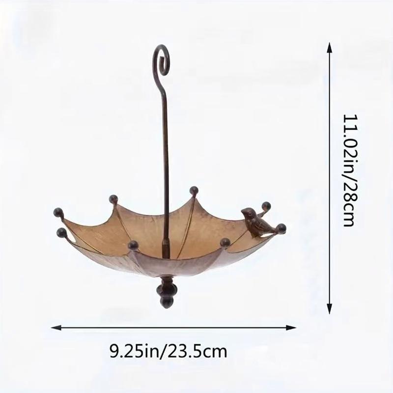 Umbrella Shaped Hanging Bird Feeder Tray with Hooks Creative Metal Umbrella Bird Feeder Multi-Purpose for Outdoor Decoration