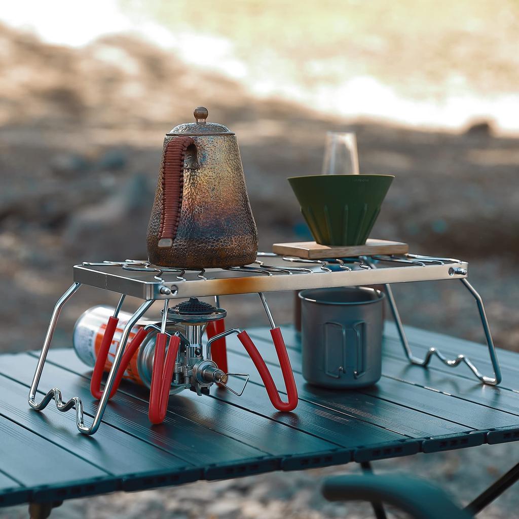 CAMPING MOON Kochplattenständer Mini, 2-stufig höhenverstellbar, Kocherständer mit Aufbewahrungstasche, 350mm, MS-1111