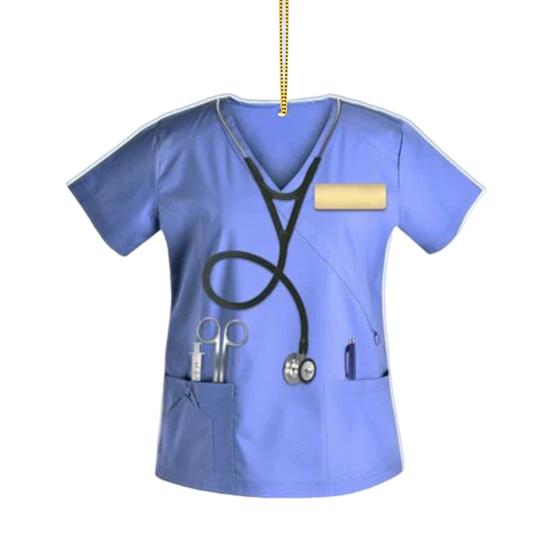 Yousheng Nurse Uniform Shape Decoration Flat Acrylic Hanging Ornament Keyring Pendant Gift for Nurses Doctors Car Bag Decoration