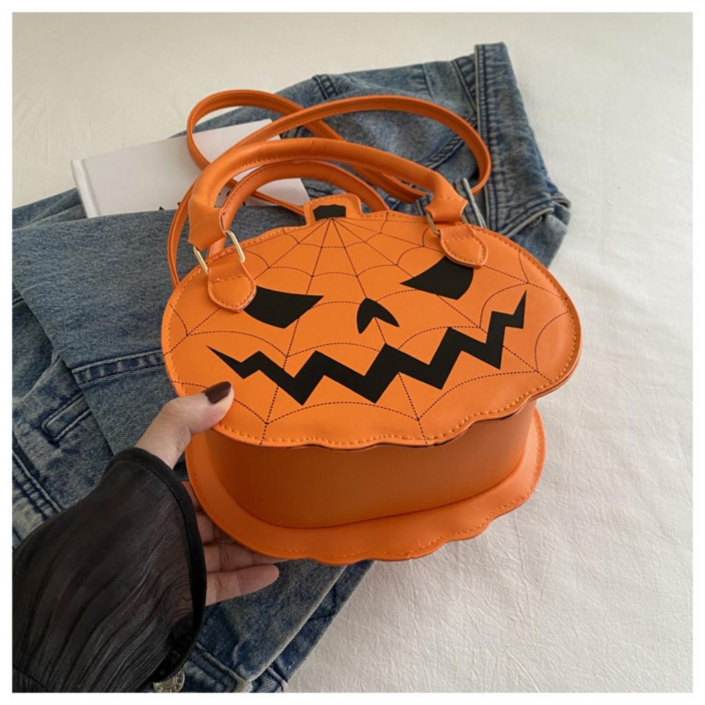 Halloween, Bags, Contrasting Colors, Women's Bags, Single Shoulder Bags, Small Round Bags, Funny Bags, Pumpkin Bags