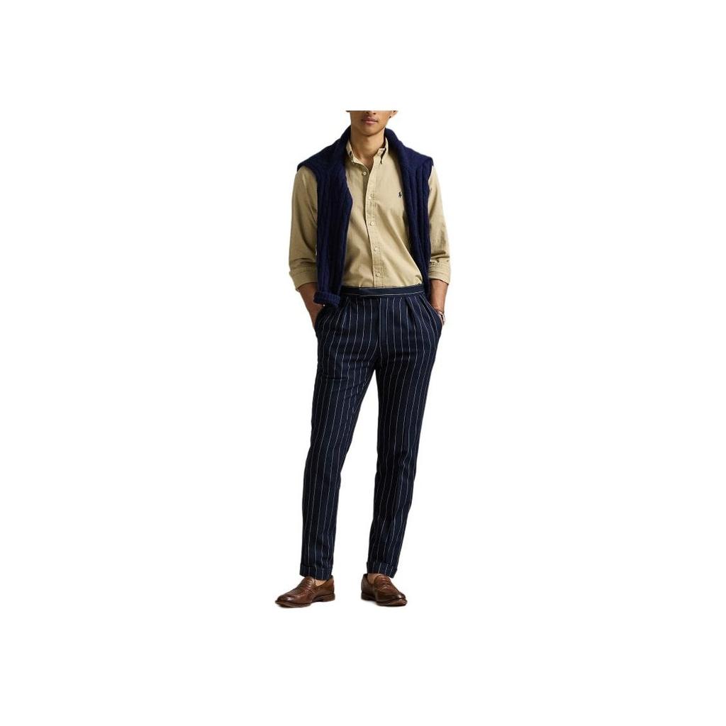 Polo Ralph Lauren Solid Color Single-Breasted Long Sleeve Shirt Men Shirts Khaki 710960612002