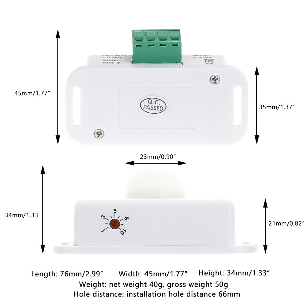 DC12V 24V Infrared Human Body Sensor Automatic Adjustable PIR Motion Sensor Switch IR Infrared Detector Light Switch Module 6/8A