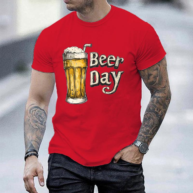Unisex Crew Neck Beer Day Beer Mug Art Graphic Short Sleeve Cotton Tee Casual Summer Streetwear Loose Basic Daily Outdoor Wear Top