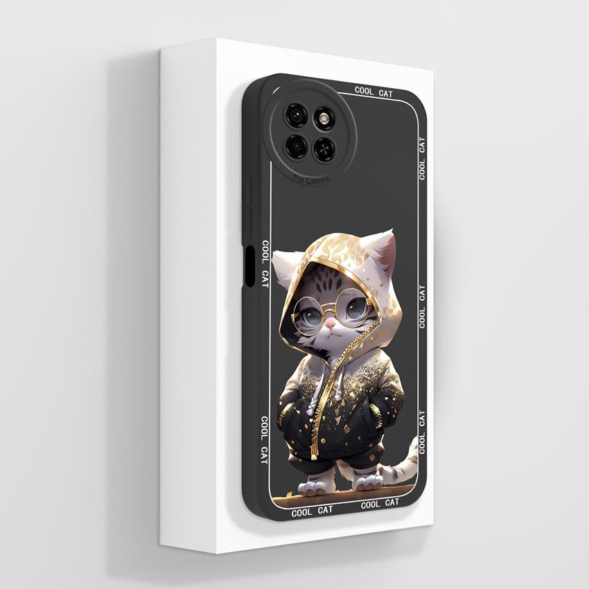 Für itel S23 S24 S25 P55 P65 A70 A80 Liebliches Katzen Handyhülle Kameraschutz Flüssigsilikon Hohe Qualität Anti-Fingerabdruck Hülle Für itel Bumper Capa