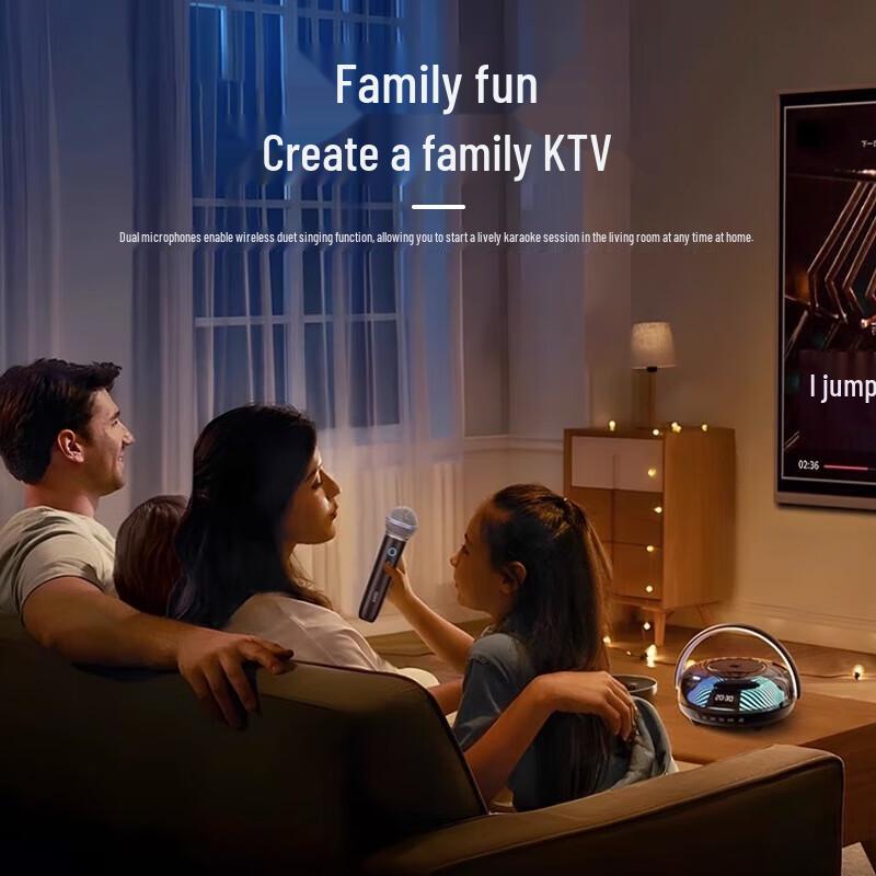 Soaiy K59 Portable Karaoke Speaker with Dual Microphones and LED Light