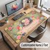 Floral Garden Theme Customized Mouse Pad Personalized Print Name Text Desk Mat For Home Office Table Decor