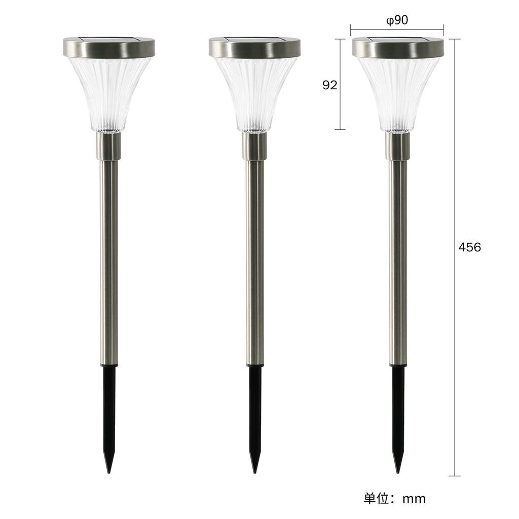GWSOLAR [Set of 3 Solar Lights with Stainless Steel Pole] Light Color: Warm White, Slim Design, Modern and Stylish Light, In-Ground Insertion, Light