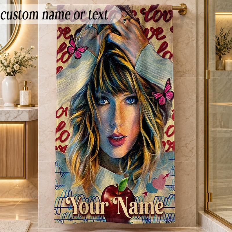 Beach TowelTaylor Swift Custom Name Text Personalized Soft Towel for Beach Pool Indoor Home Decor Gift