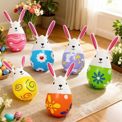 1Set Easter Inflatable Rabbit Eggs Decoration Kids Favors Colorful Bunny Balls 2026 Happy Easter Party Home Indoor Outdoor Decor