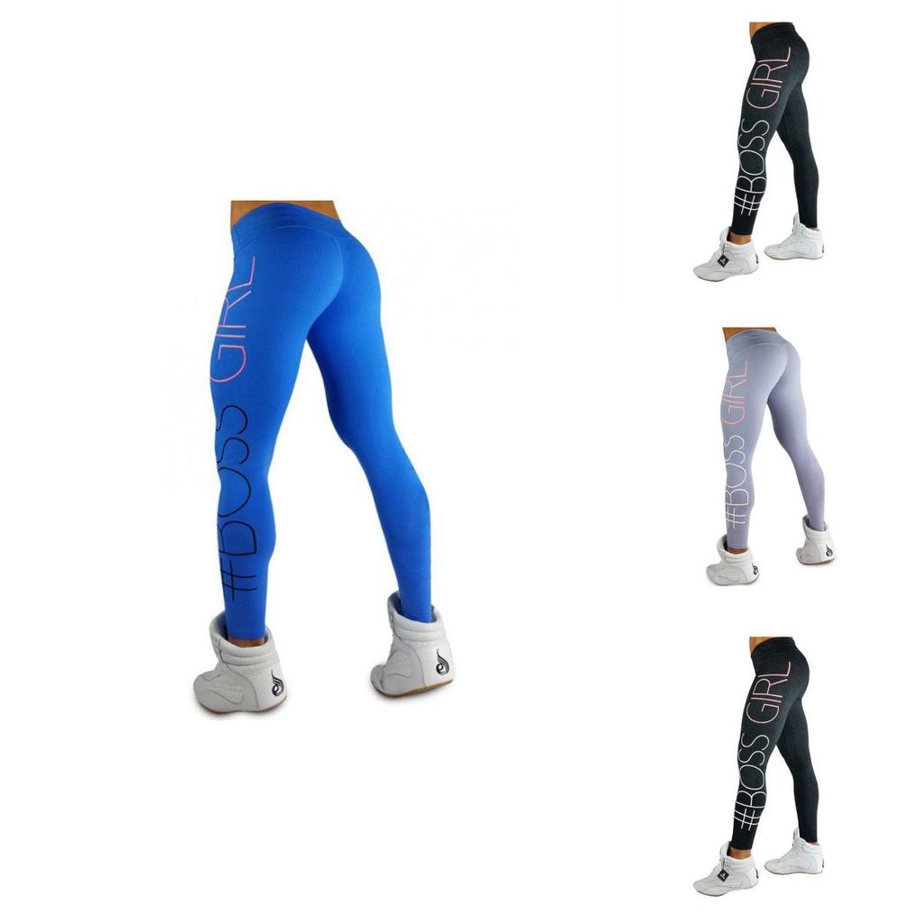 Stylish Women Letter Print Full Length Leggings Featuring High Elasticity And Body Sculpting Fit