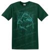 Dinosaur Skeleton T Shirt W/ Neon Blue Raptor Skull Art Graphic Retro Print Tee