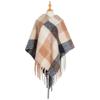 Winter Ladies Circle Yarn Thick Tassels Cape Thick Color Plaid Shawl Scarf
