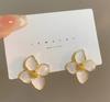 French Light Luxury High-end Drip Glaze Flower Stud Earrings Niche Design Unique Earrings Simple Face Earrings