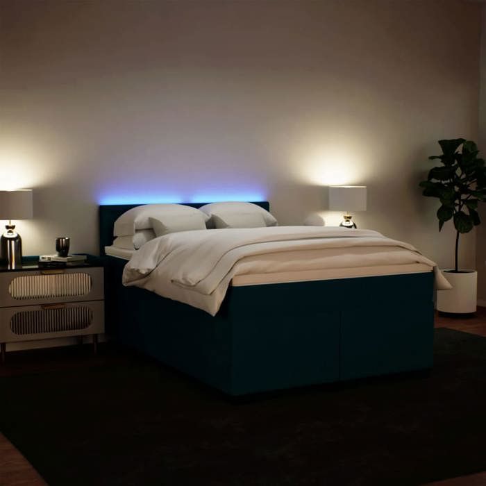 Maison Exclusive - Sommier à lattes de lit et matelas bleu 160x200 cm velours