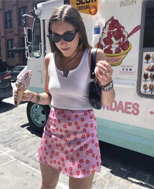 Fusta de damă SCIONE 2020 Fusta cu talie înaltă din satin cu imprimeu Fusta sexy cu flori în stil european american