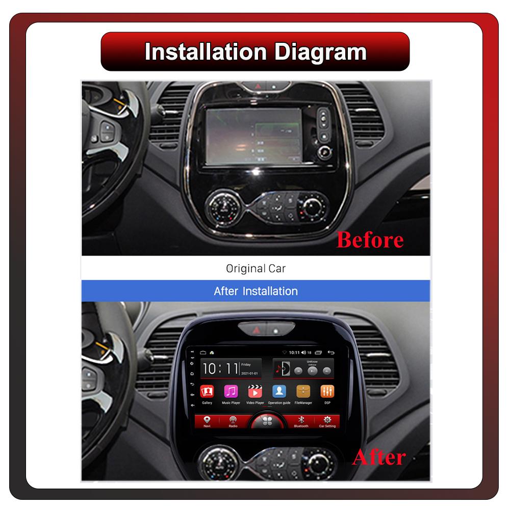 2Din Android Car-Play Car Radio,Renault Captur Clio 2011-2018,Multimedia Player Head Unit Stereo GPS Navigation BT WIFI,1+16GB