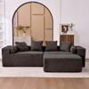 Seção transversal modular com chaise longue em L, sala de estar, quarto, sofá com almofada macia - sem necessidade de instalação - tecido de chenille(Preto)