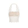 Women's Halter Neck Lace Camisole with Built-in Pads - Backless Underwear Base Layer Top
