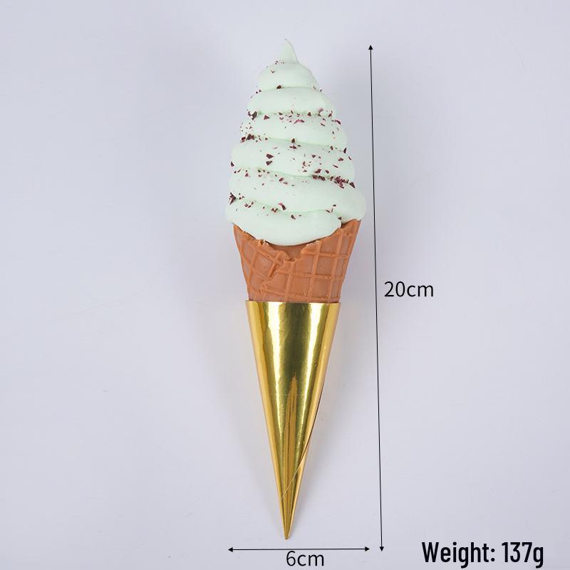 PVC Chocolate Chip Ice Cream Model 20CM - Large Fake Cone Display for Decoration and Photography