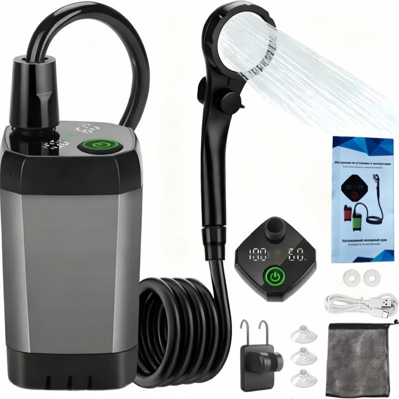 Cordless Portable Electric Shower Pump Self-Priming Rechargeable Shower Head No Plug Needed Outdoor Camping Dorm Rural Mobile Water Sprayer Bath Tool