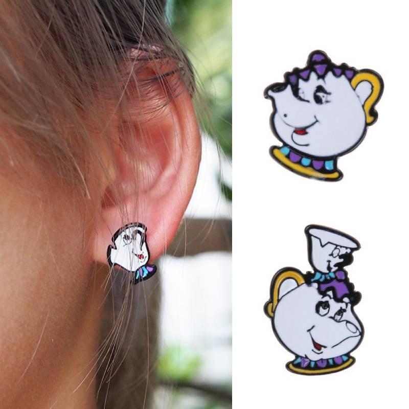 The Beauty And Beast Earrings Mrs Potter Teapot Girls Accessories Decorative