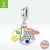 Egypt Lucky Guardian Devil'S Eye Diy Pendant Color Separation Electroplating Palm Feathers Beaded Scc1860