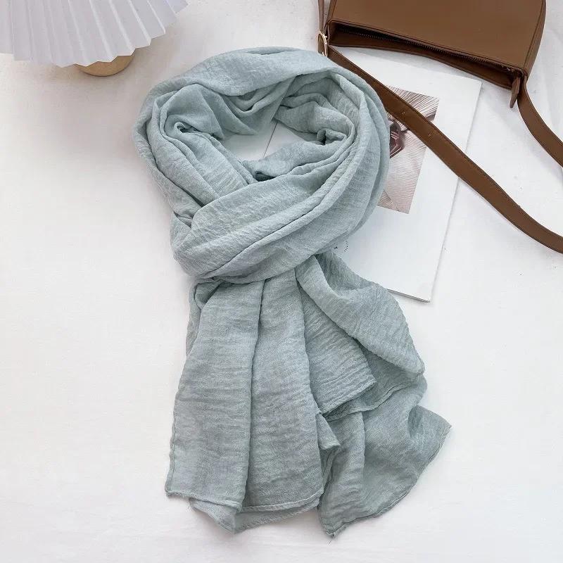 Vreovor Plain Tie Dye Scarf For Women Thin Style Spring And Autumn New Solid Color Retro Cotton Soft Versatile Shawl