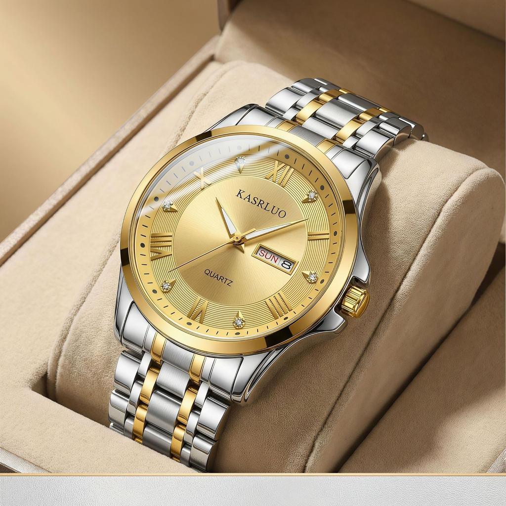 Business Trend Simple Large Dial Men'S Watch Double Calendar Luminous Waterproof Temperament Quartz Watch