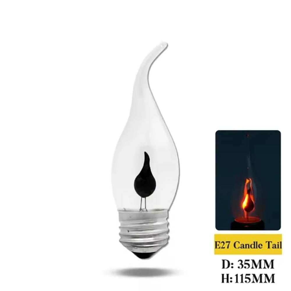 LED Flame Tip Design LED Flame Bulb Filament Style Nature Fire Effect Flickering Light Bulb Vintage Filament Bulb Bar Decor