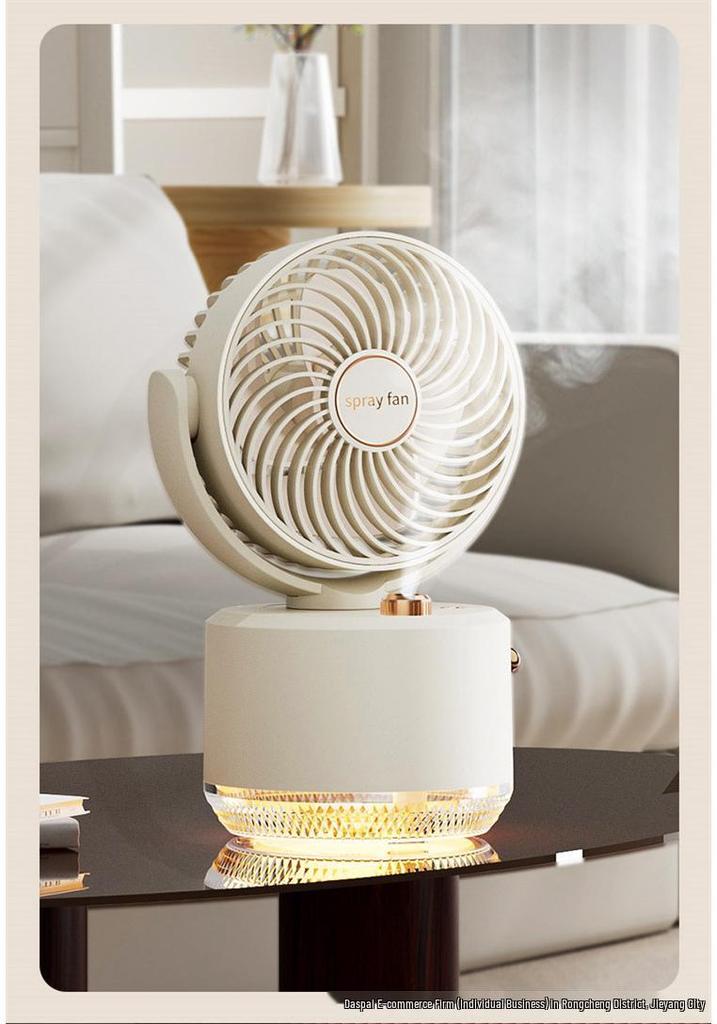 USB-Powered Oscillating Humidifier Fan - Portable Desktop Cooling for Dorms and Offices