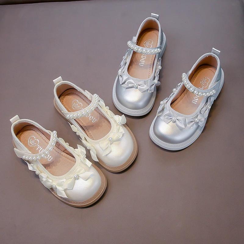 2024 Children Leather Shoes for Girls Autumn New Fashion Korean Style Soft Bottom Anti-slippery Princess Elegant Versatile Flats