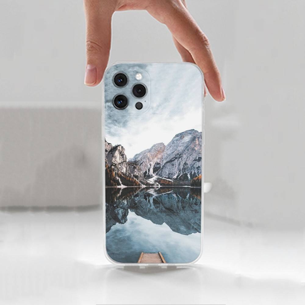 Travel Mountain  For iPhone 12,Mini,16,X,17,Plus,11,Max,13,XR,15,Pro,14,SE,XS,Transparent Soft Cover Case