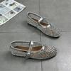 Fashion 2025 New Women Sandals Designer Mesh Mary Jane Shoes Ladies Luxury Crystal Rhinestone Fishnet Flat Shoes Women Plus Size Loafers