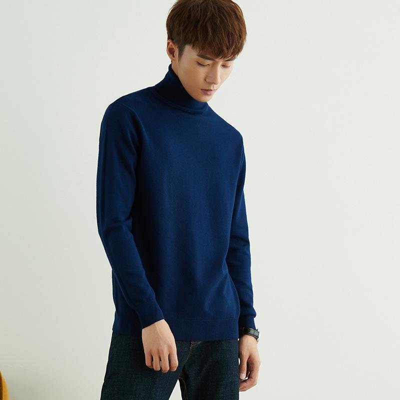Solid Color Men's Sweater Men's Warm High Lapel Slim Big Yards Hedging Long-sleeved Knit Sweater High-neck Winter Sweater Popular
