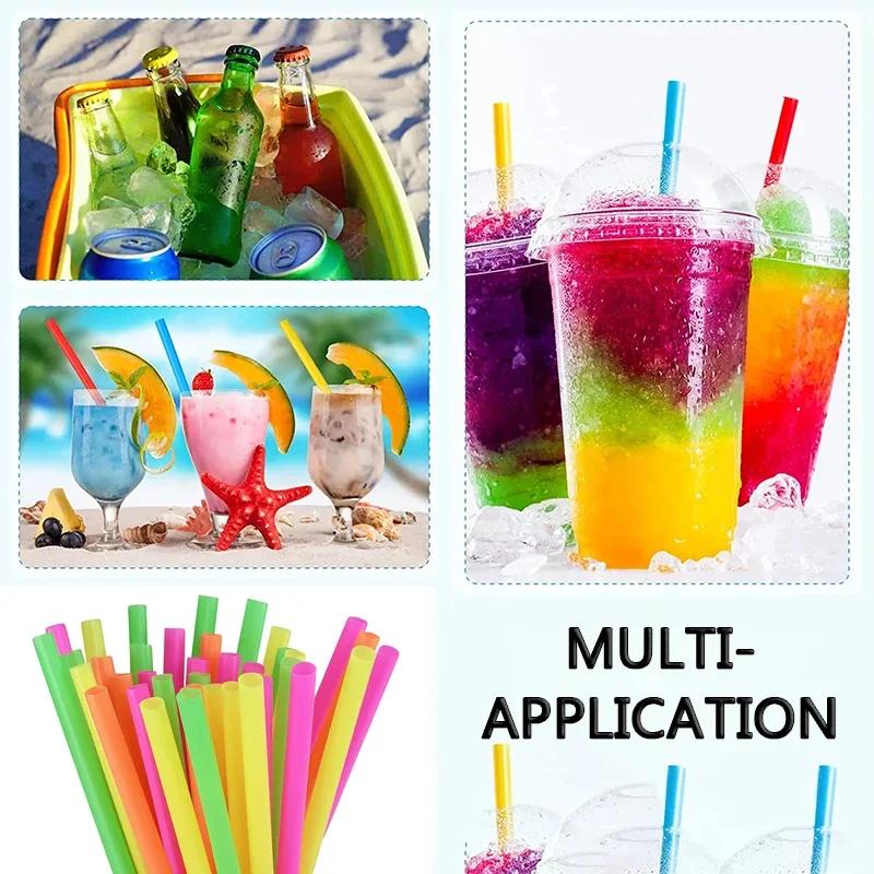 100PCS Disposable Drinking Straws Multicolor MilkTea Milkshake Juice Plastic Straws Bar Drink Summer Party Wedding Accessories