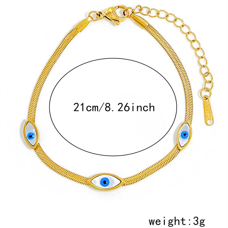 

Stainless Steel Lucky Turkish Evil Eye Bracelet for Women Elegant Waterproof Flat Snake Hand Chain Party Jewelry Gift