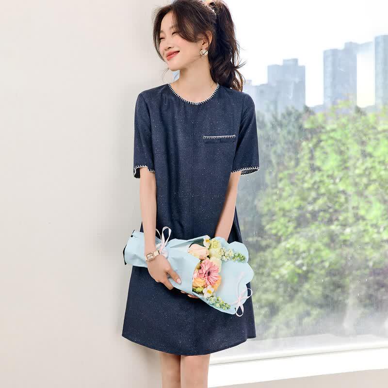 Srcr 100% Mulberry Silk Short Sleeve Casual Dress XL
