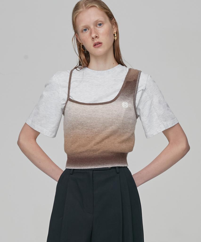 EN OR Unbalance Sleeveless Knit - Brown