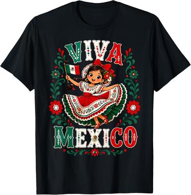 Mexican Girl Flag Independence Day Girl Kids Viva Mexico T-Shirt Unisex T-Shirt