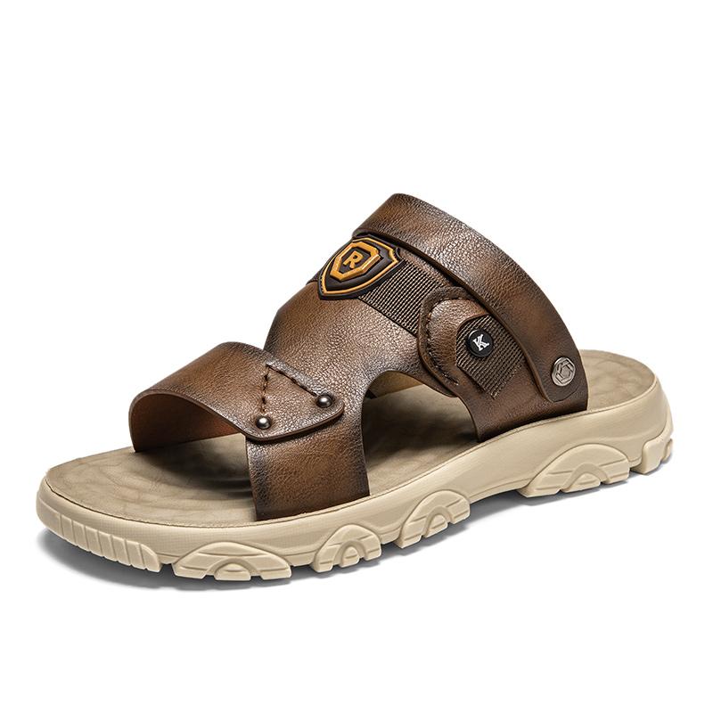 

Fashion 2025 Hot Sale Summer Men s Sandals Outdoor Non-slip Men s Beach Sandals Handmade Leather Men s Shoes Fashion Men Sneakers 44 коричневый